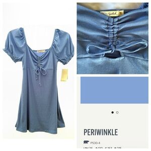 Live To Be Spoiled Blue Puff Sleeve Dress with Key Hole Underbust - Juniors XS